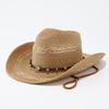 Ethnic Style Straw Woven Western Cowboy Hat Women's Summer Outdoor UV Protection Seaside Vacation Sunshade Sun Climbing Hat