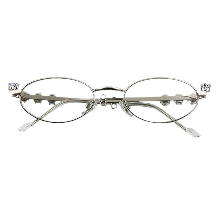 Diamond-Encrusted Oval Glasses Can Be Matched With Myopia Fashionable High-End Plain Decorative Flat Glasses Sunglasses