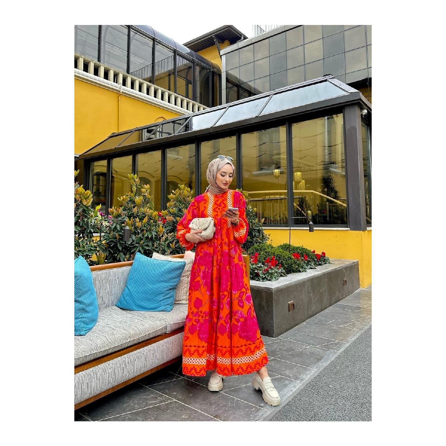 

Віскозна сукня з барвистим малюнком 1 помаранчевий