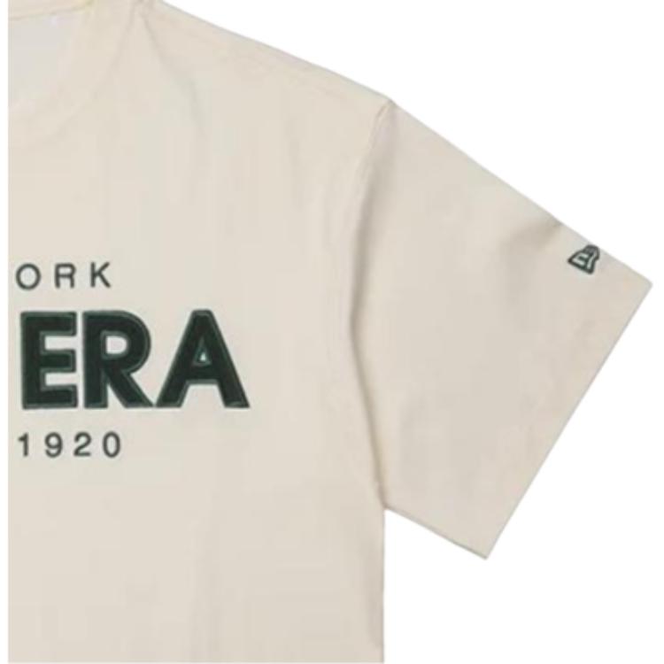 New Era Logo Loose Fit Round Neck Short Sleeve T-Shirt Unisex T-Shirts Beige 14112257