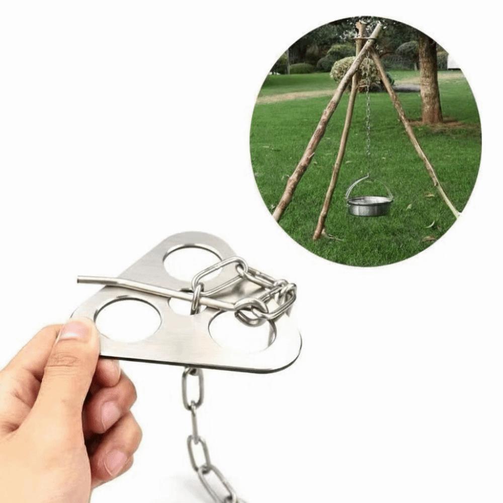 Adjustable BBQ Tripod Portable Pot Tripod Set Hanging Pot Bracket Camping Tripod Picnic