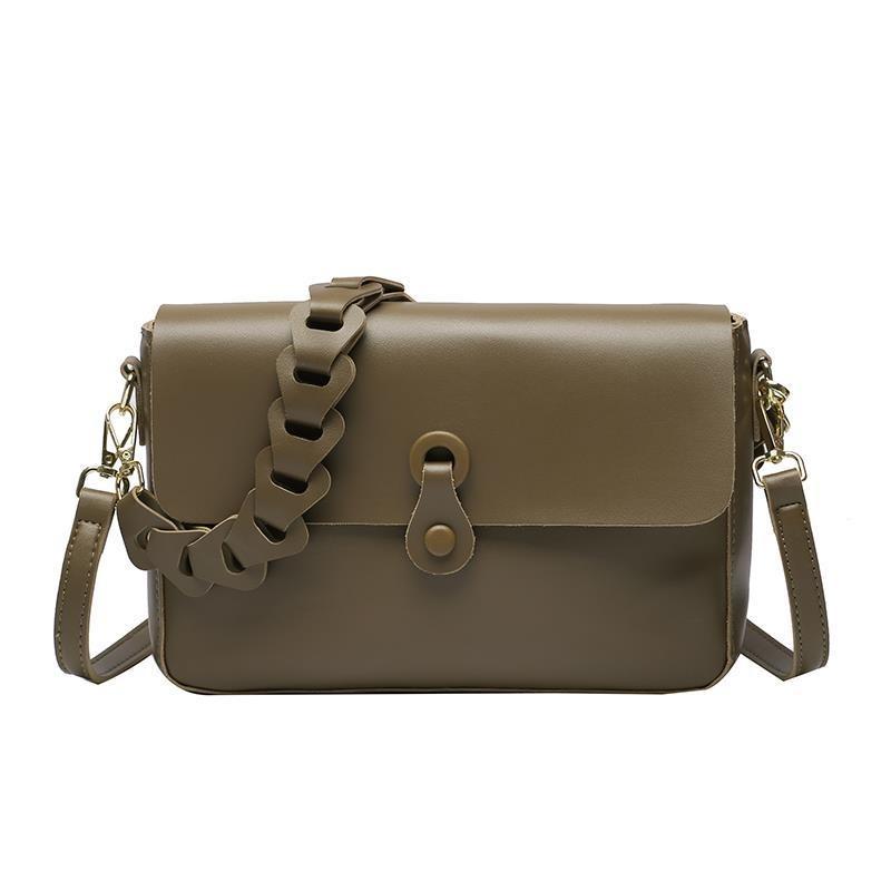 

Autumn and winter new fashion box messenger bag one shoulder armpit bag Guangzhou high-end leather OEM 26X7.5X13cm хакі