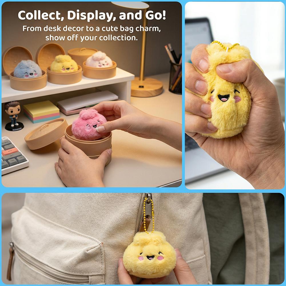 Portachiavi Peluche Panino al Vapore Giocattolo Morbido da Spremere Ciondolo Borsa Bao Kawaii Decorazione da Scrivania Adorabile Regalo Creativo Per Adolescenti e Adulti