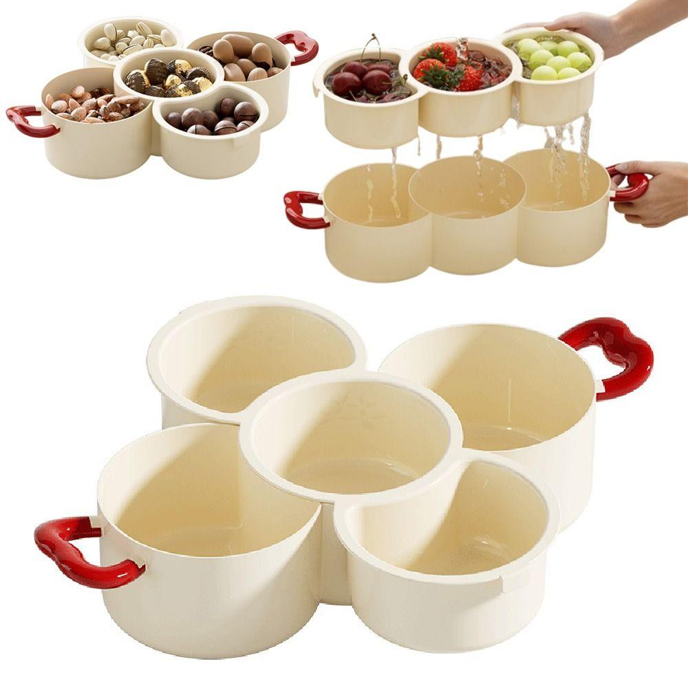 2 in 1 Dried Fruit Plate Double-layered Creative Fruit Drain Basket Large Capacity with Drainer Food Storage Tray
