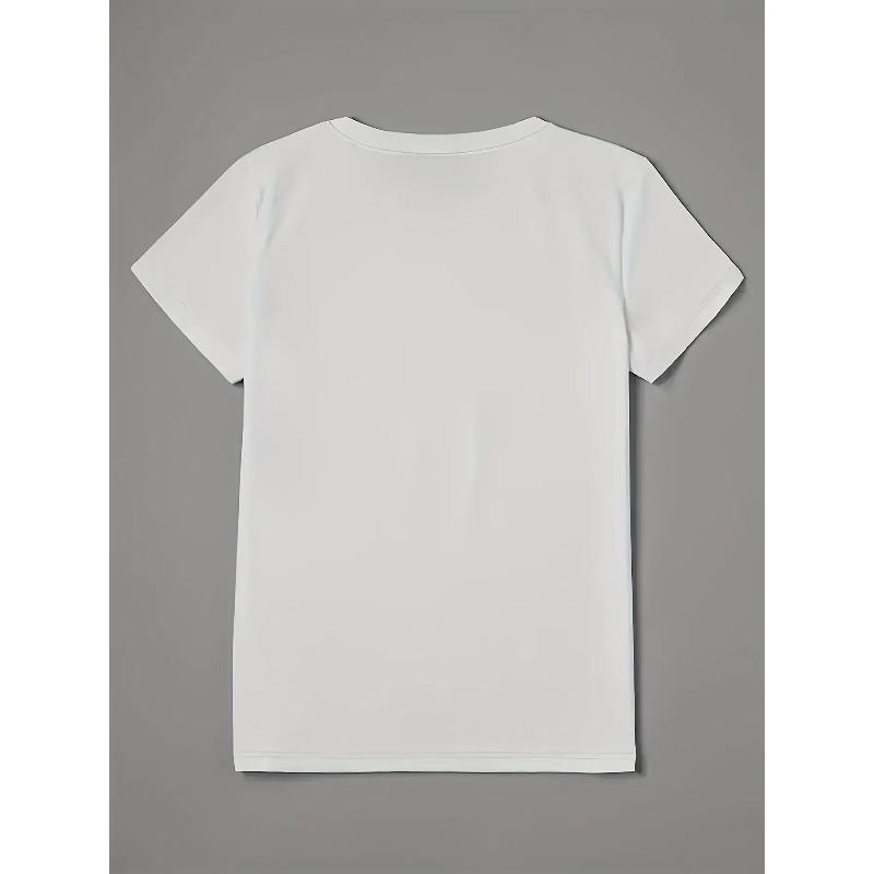 European Size Women'S Brown Sugar Graphic T-Shirt - Casual Round Neck Short Sleeve with Flowing Sand Letter Heart Print, Relaxed