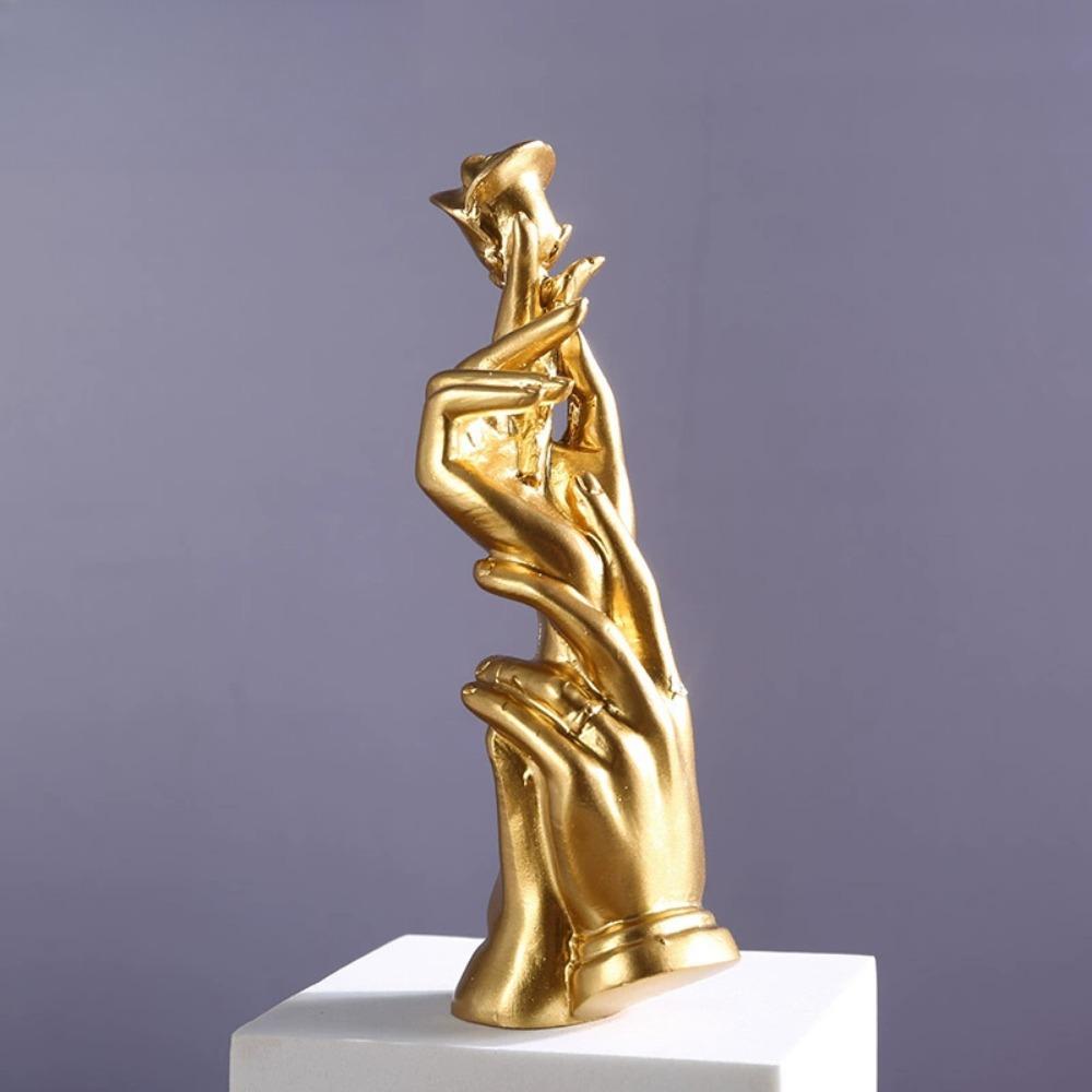 

Hand Statues Nordics Hand Holding Rose Figurine Resin Craft Home Decor Abstract Hand Sculpture Creative Modern Living Room Decor