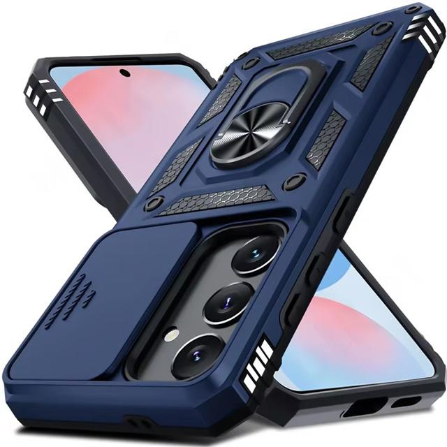 Military Armor Camera Slide Case For Samsung A57 A37 A17 A56 A16 A36 A26 A35 A15 A55 A53 A54 A14 Magnetic Ring Stand Phone Cover
