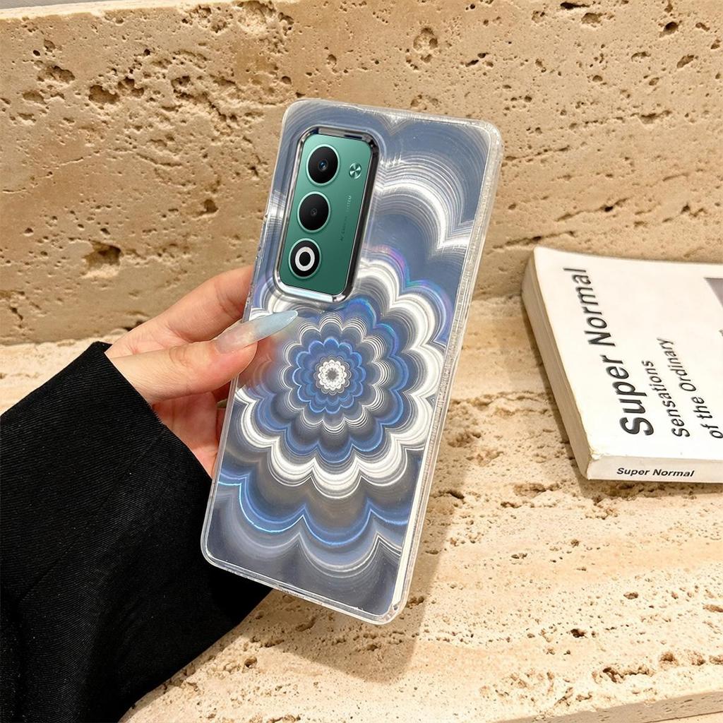 Holographic Gradient Flower Case for OPPO Reno 15 F 5G 14 Pro 13 4G/5G 12 11 8 Z T 7 Laser Art Casing Shockproof TPU Cover