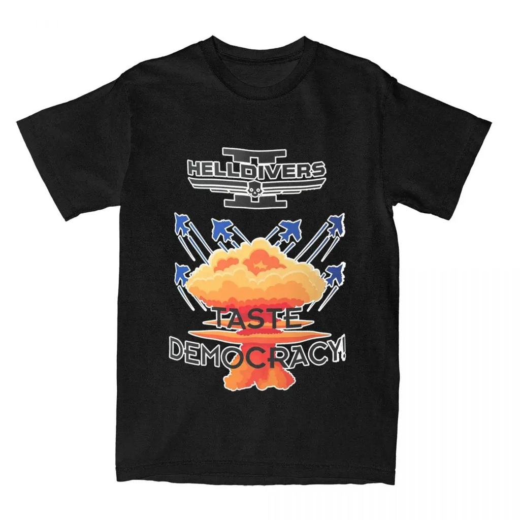 Men Women Helldivers 2 Gaming Taste Democracy T-Shirts Accessories Novelty Cotton T Shirt Tee Clothing All Seasons