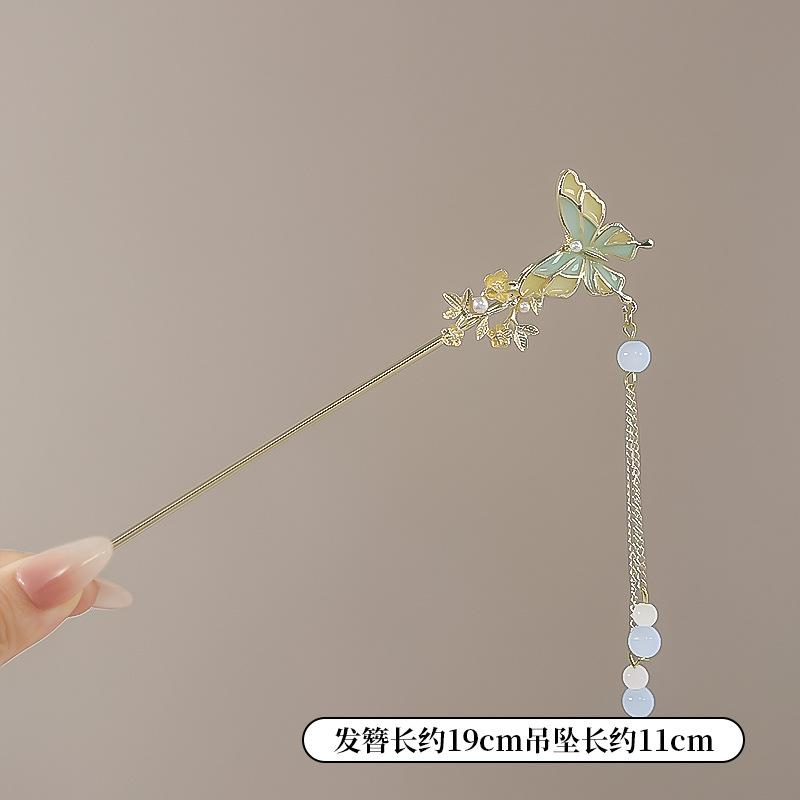 Chinesischer Stil Haarnadel für Frauen Vintage Blume Quaste Haarstab Exquisite Klare Florale Perle Haarnadel Schmuck Haarschmuck