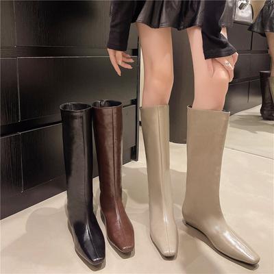 2025 Autumn and Winter New Large Size Retro Knight Boots Women's Head Boots But Knee High Boots Straight Knight Boots Jane