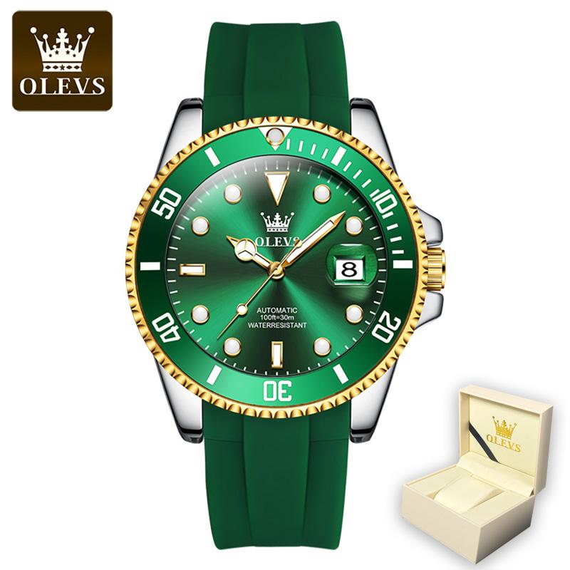OLEVS Watch Fashion Tape Night Light Green Water Ghost Machine Men's Watch Men