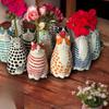 5pcs Whimsical Polka Dot Cat Vase Set Resin Flower Pot with Colorful Striped Cats Adorable Mini Decorative Figurine Home Decor