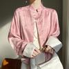 Women's Retro Satin Mandarin Collar Cardigan - Loose Fit, Light National Style Tang Jacket