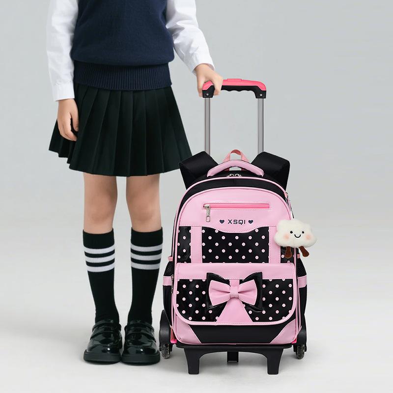 Children'S Tie Rod Schoolbag Three Rounds Girl Princess Primary School Backpack Girls Schoolbag 1-3-5 -6 Level Drag