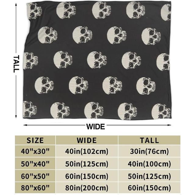 Gothic Skull Blanket Soft Cozy Spooky Skull Plush Throw Blanket Super Warm Fleece Fuzzy Halloween Skeleton Bedding Blanket Gifts for Kids Girls Boys