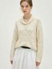 Women's 100% Wool Retro Green Cable Knit Collared Cardigan Sweater - Loose Fit, High-End Autumn/Winter Fashion.
