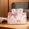 2D Flat 1pc 1-Color Bowknot Tissue Box Holder - Flat Suitable for Home And Car, Compact Fabric Tissue Dispenser with Decor, Decorative Holder for Tiss