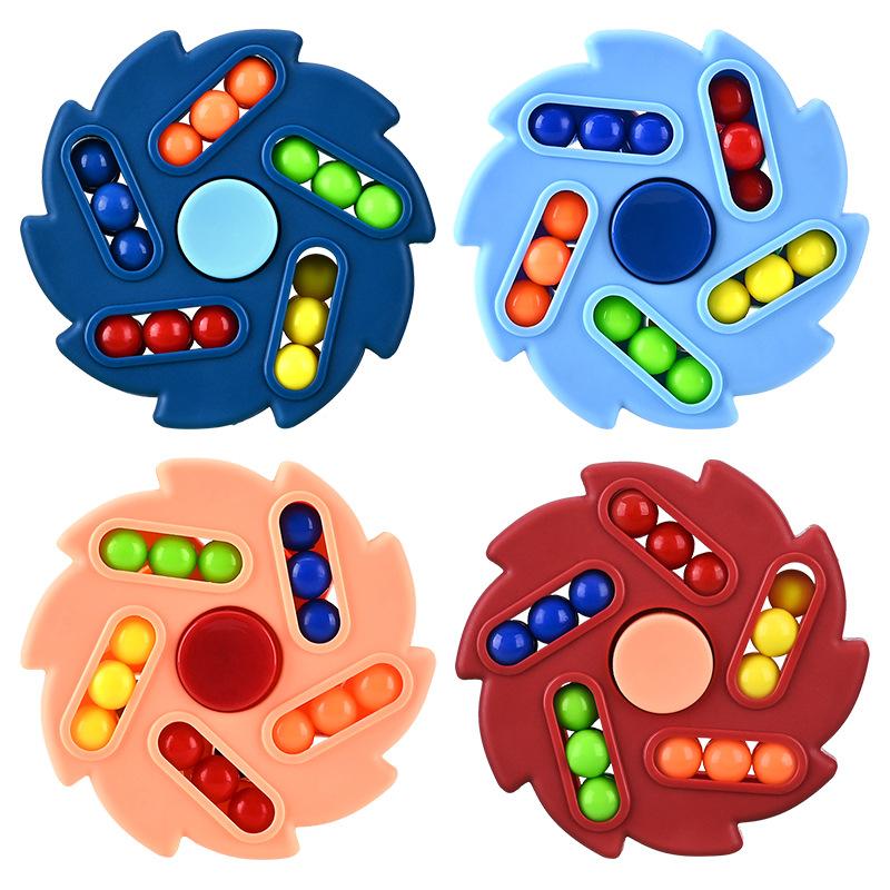 Magic Rotating Bean Puzzle Cube Fingertip Spinner Anti-Anxiety Stress Relief Fidget Toys For Kids Party Favors Classroom Prizes