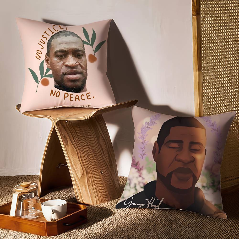 Famous G-George F-Floyd Pillow Case Anti-dustmite Pillowcase Invisible Zipper Silky Short Plush Sofa Cushion Cover