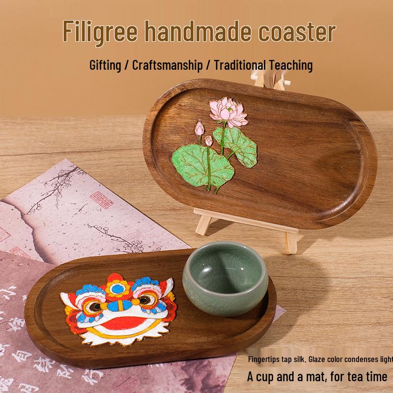Children's Day Cloisonné Enamel Coaster DIY Kit - Chinese Style Tea Mat for Parent-Child Activities