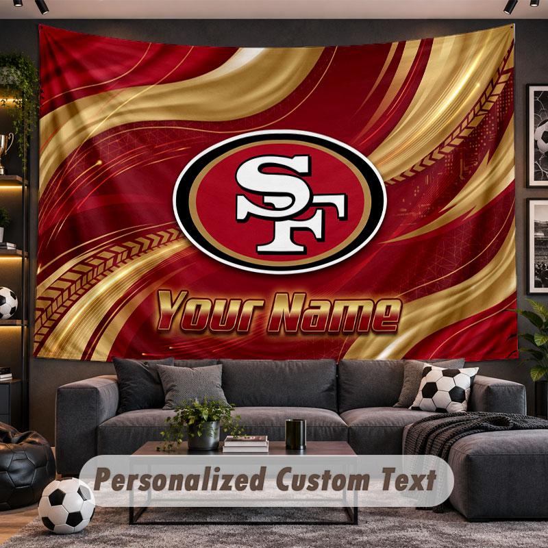 Wall Hanging Tapestry Custom NameSan Francisco 49ers Pattern Personalized Printed Fabric Wall Decor