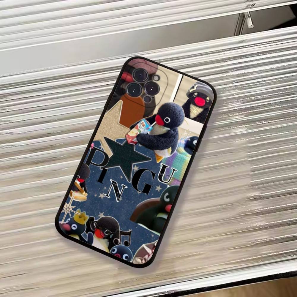 Cute P-Penguin Pingu Phone Case For iPhone 17, 16,15,14,13,12,11 Plus,Pro Max, Others Soft Black Cover