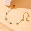 Stainless Steel Round Turquoise Necklace Bracelet Earrings Suit for Womens Jewelry Set