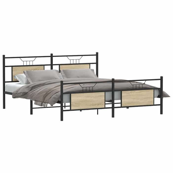 VidaXL Metal Bed Frames Without Mattress Sonoma Oak 160x200 Cm 3325097