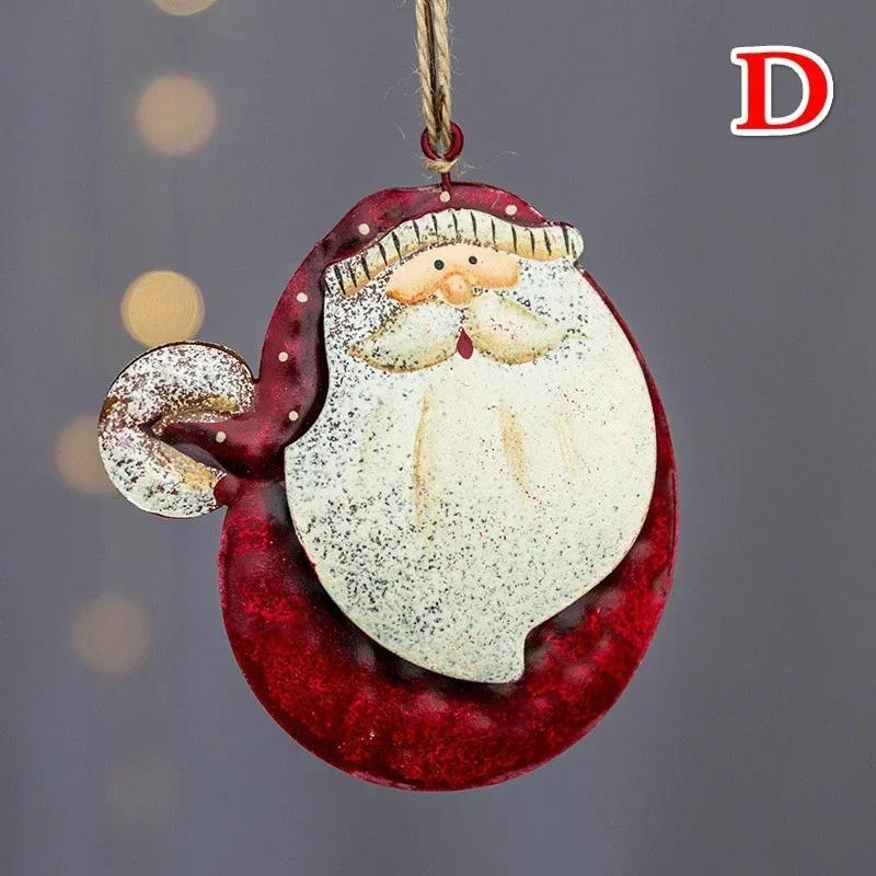 Christmas Style Wrought Iron Pendant Santa Claus Snowman Ornament Christmas Tree Fashion Accessories Home Party Decoration