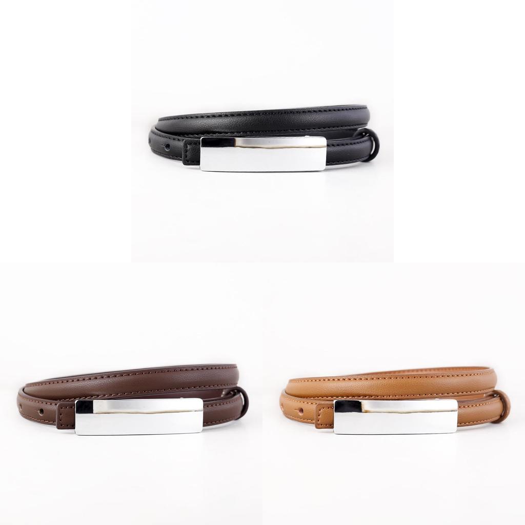 Leather Waist Belt For Women With Alloy Buckle And Punched Detailing For Office Style