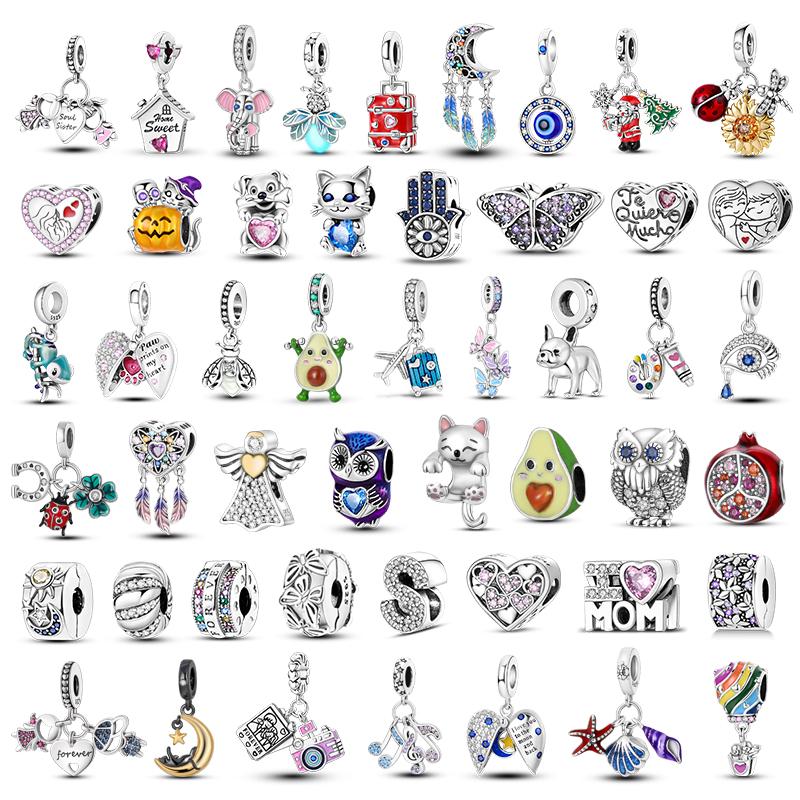 Compatible With Authentic Bangle Bracelets Zircon Owl Glow Firefly Starmoon Copper Charm Bead Charms Do It Yourself Womens BirthdayJewelry Gift