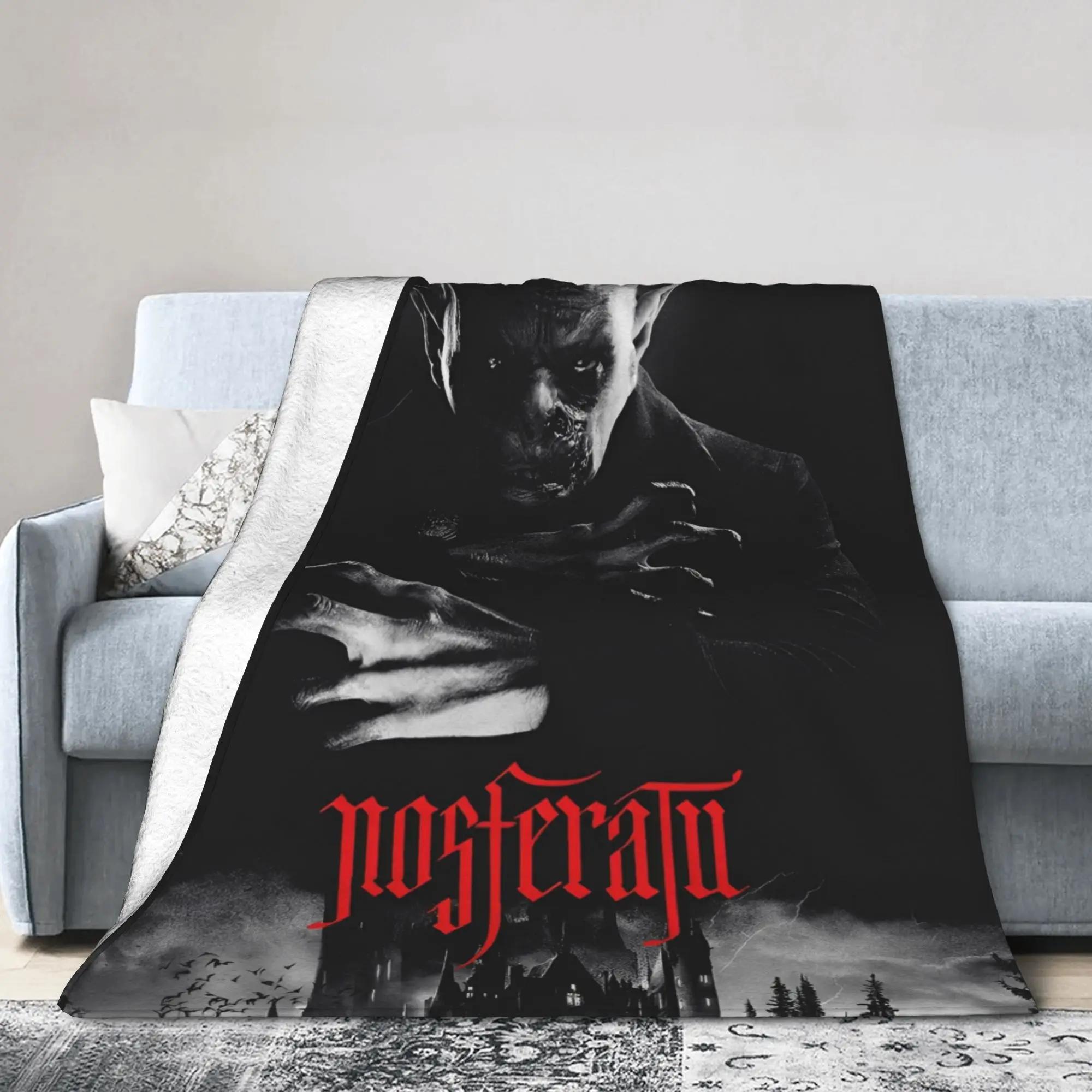 Nosferatu Vampire Dracula Flannel Throw Blanket Horror Movie Halloween Bedding Knitted UltraSoft Multifunctional Blanket 75X95CM
