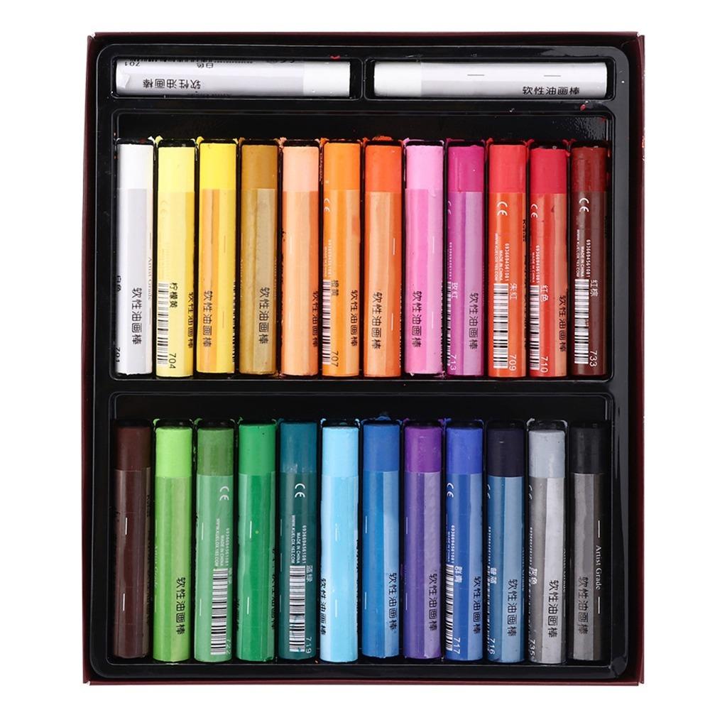 24Colors Soft Oil Pastel Set + 2 White Painting Tool Crayon Handcraft Coloring Textured Colors