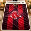 Flannel BlanketBoston Red Sox Custom Name Text Personalized Soft Warm Throw Blanket Home Decor Gift