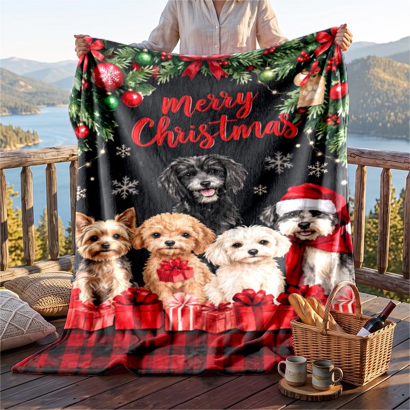 Christmas Flannel Throw Blanket Soft Warm Cozy For Sofa Bed Indoor Home Use Great Holiday Gift