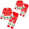 Kids Boys Girls Cartoon Santa Claus Christmas Tree Elk Print Long Sleeves T-Shirt Top Pants Trousers Clothes Set