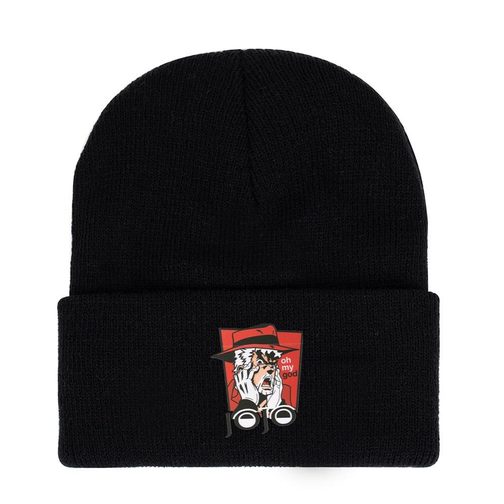 Anime Hat JoJo's Bizarre Adventure Kujo Jotaro Costume Cosplay Adult Kids Cap Casual Embroidery Knitted Hat Gifts Prop