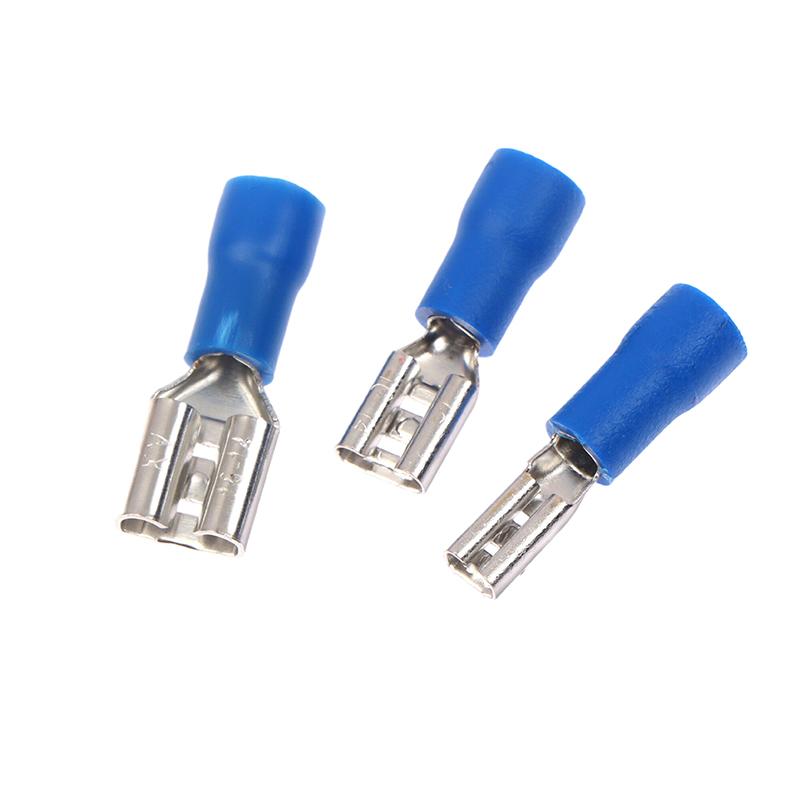 100 Peças Conector de Fio de Terminal de Pá Isolado Macho Fêmea Terminais de Conexão Elétrica por Crimpage Plugue de Cabo de Fiação Vermelho Azul Amarelo