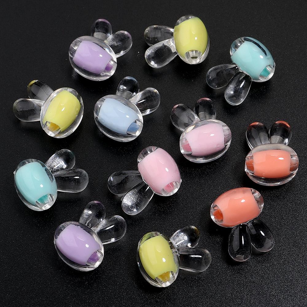 20-50pcs Rabbit Head Acrylic Beads Cute Candy Color  Loose Spacer Beads For DIY Jewelry Making Bracelet Necklace Phone Key Chain