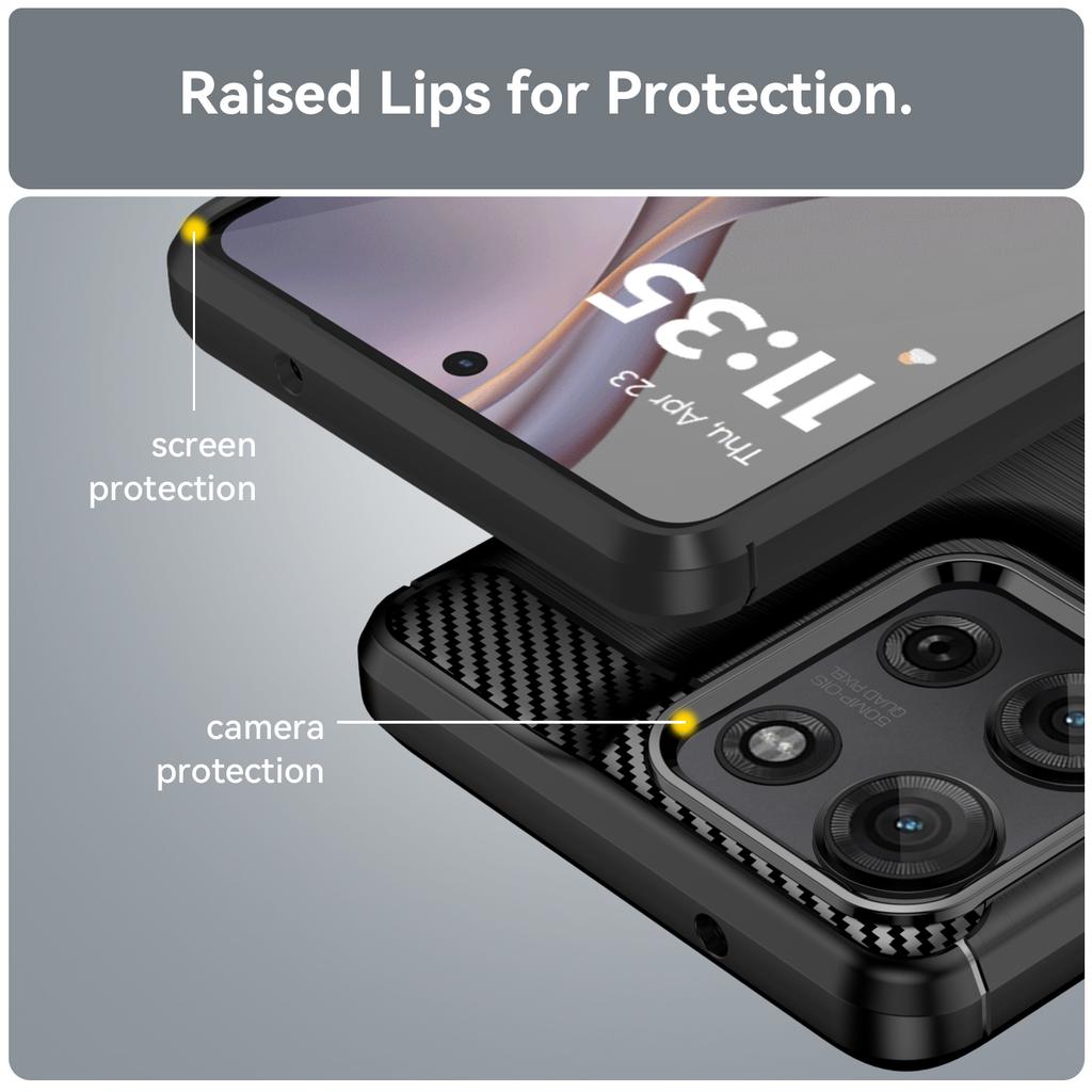 For Motorola Moto G75 5G Case with Screen Film WANLONFENG LS Series Big Lens Hole Brushed Texture TPU Phone Cover