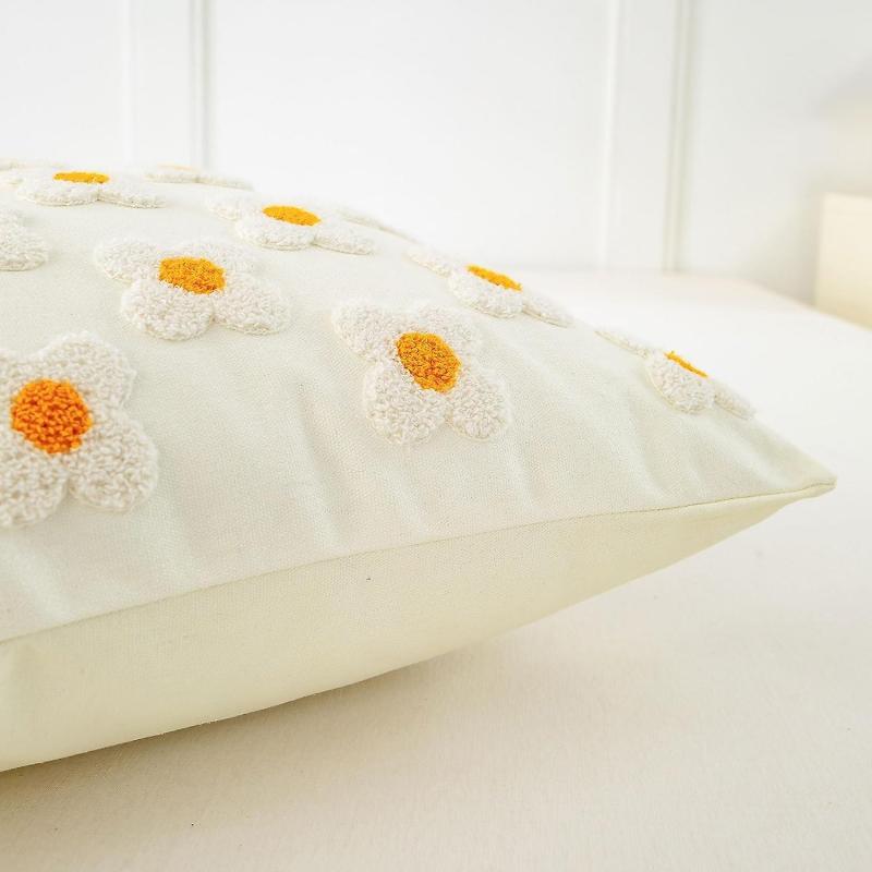 Pillow Covers 18x18,throw Pillow Covers Set Of 2,100% Cotton Floral Couch Pillow Covers,cream- Perfect For Living Room,bedroom