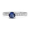Blue Sapphire Solitaire Ring - 925  Sterling Silver