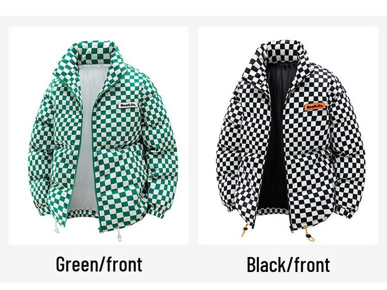 Unisex Gruba Bawełniana Kurtka Zimowa z Kołnierzem Stojącym - Luźny Krój dla Par