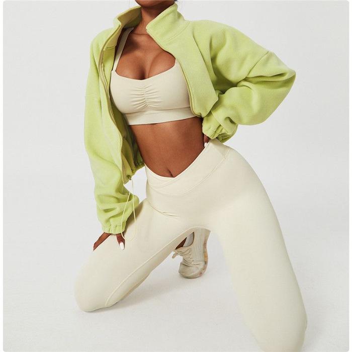 Women's Windproof Sports Jacket - Warm, Velvet-Lined, Loose Fit for Autumn/Winter Running, Training & Fitness.
