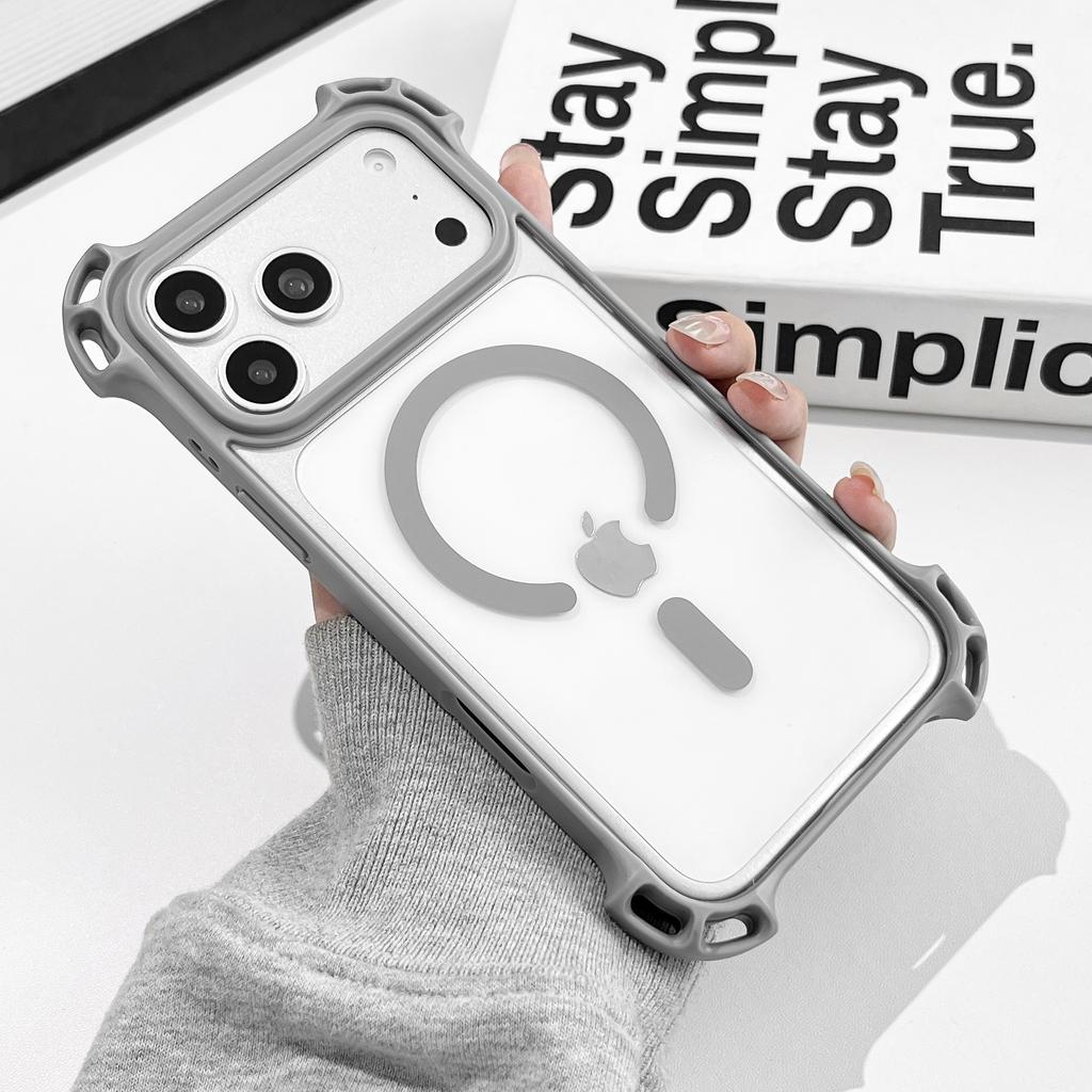 Creative Drone Four Corner Anti Drop Magnetic Case For iPhone 17 16 15 14 13 12 Pro Max for Magsafe Transparent Crossbody Shell