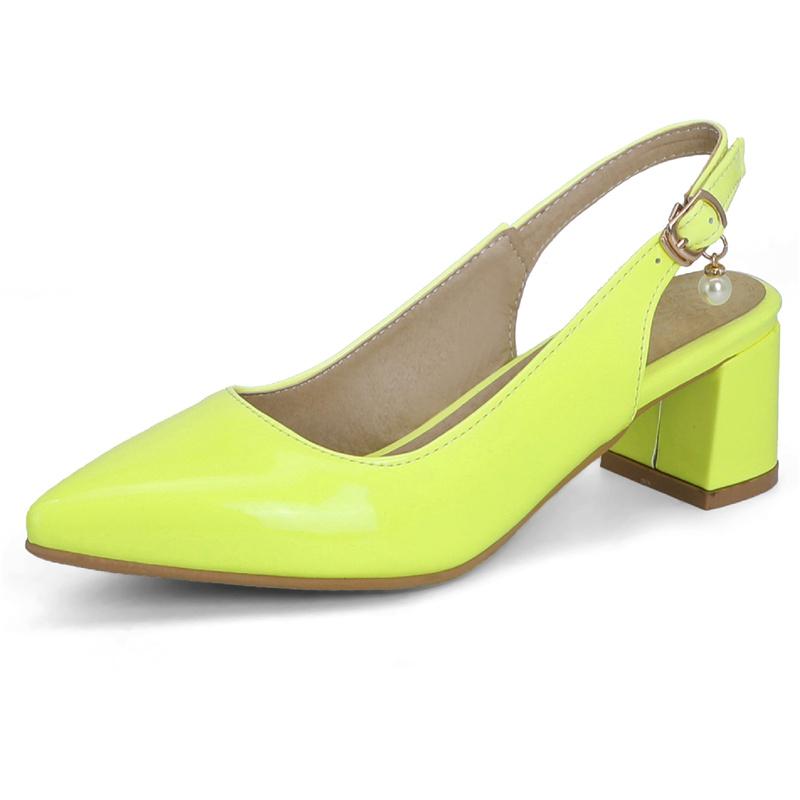 Sandali Estivi da Donna con Cinturini Posteriori Moda Scarpe Rosa Giallo Bianco per Ragazze Dolci Tacchi Medi Scarpe da Matrimonio Taglie Grandi da Donna