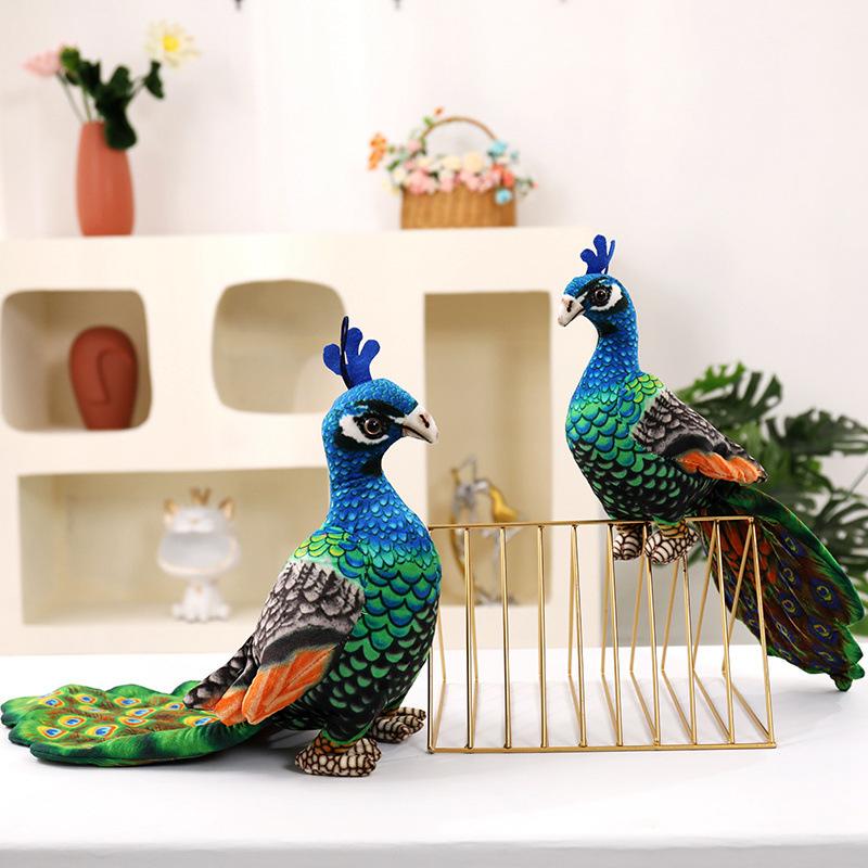 Cute Simulation Parrot Doll Plush Toy Zoo Peacock Doll Home Decoration Children's Soothing Doll