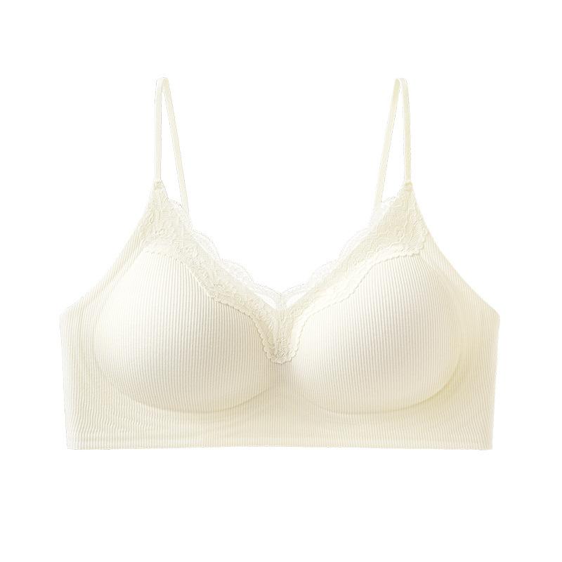 

Французское кружевное нижнее белье для женщин Сборное Невидимый бюстгальтер на косточках без стального кольца Коллекция поддержки груди без следов XL белый