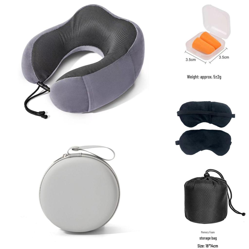 U-shaped Pillow Gift Set: Includes Eye Mask, Earplugs, Storage Bag. Customizable with Logo for Corporate Gifts.